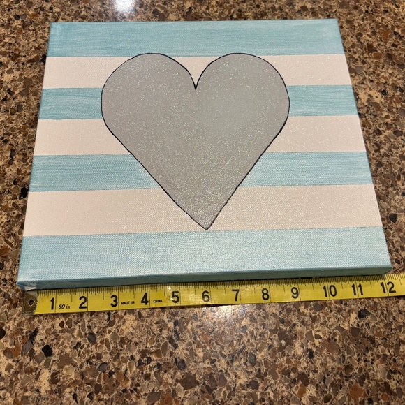 Heart Stripe Shimmery Canvas Print 9x12 - Picture 2 of 7